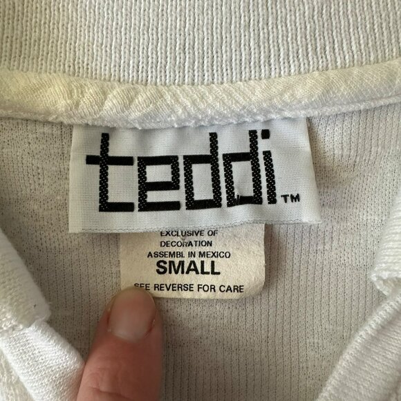 Vintage Teddi Embroidered White Polo With Floral & House Design Short Sleeve - Picture 10 of 13